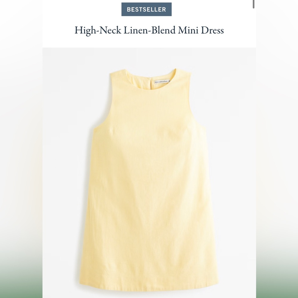 Abercrombie High-Neck Linen Blend Mini Dress